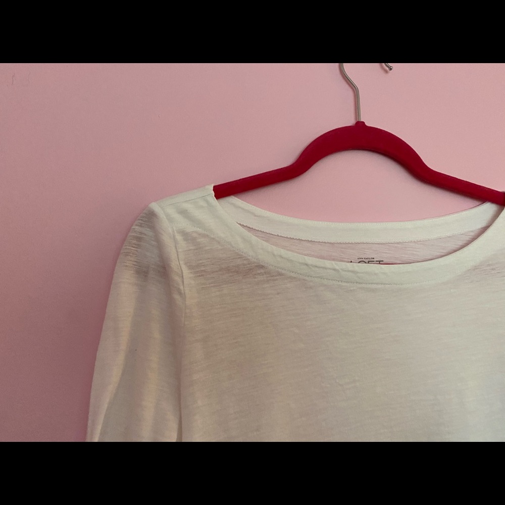 Jcrew White Ballet Neck Tee - Picture 2 of 4